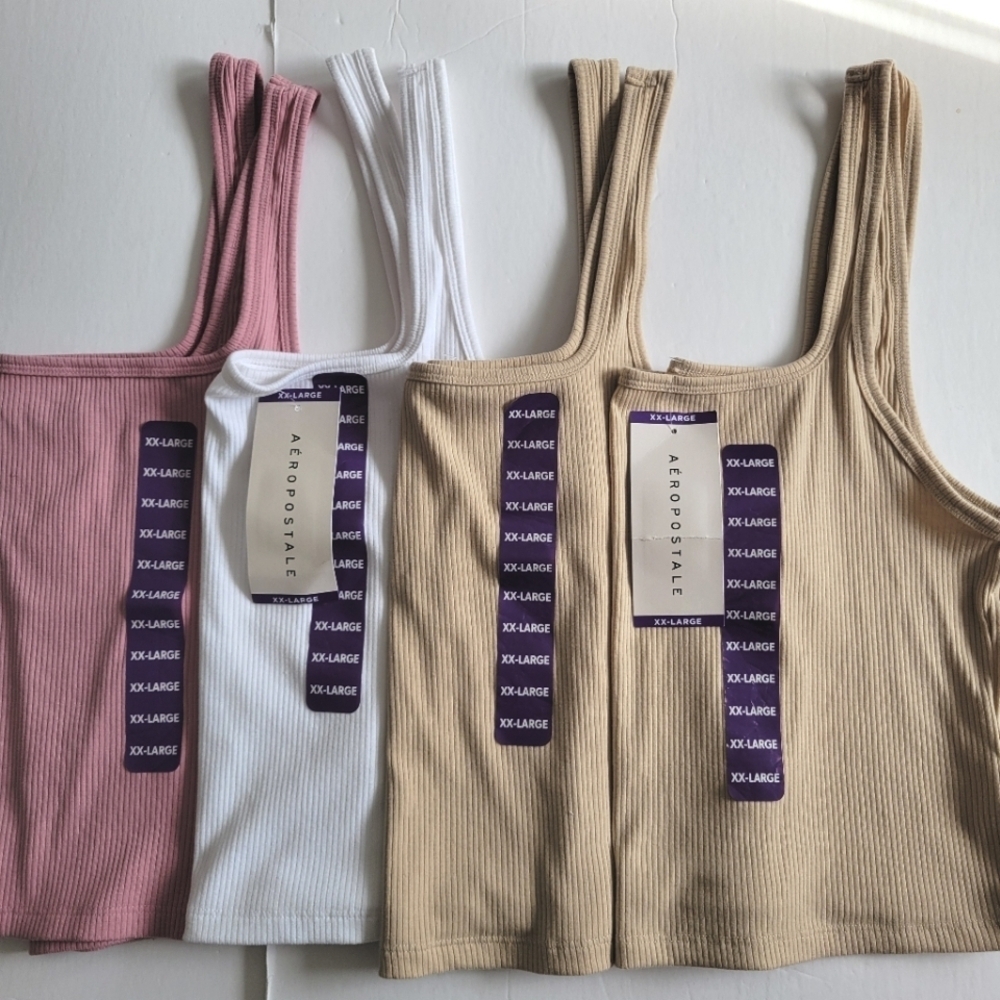 Four Aeropostale Ribbed Cropped Tanks.